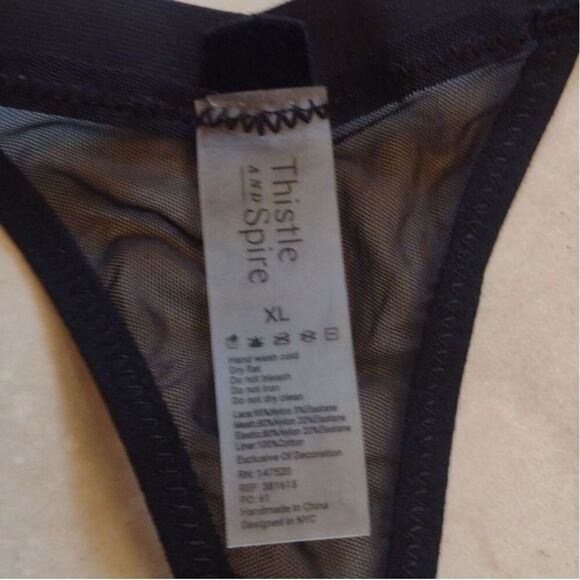 NWT Thistle and Spire SET Sidney Open Cup Bra 32DD Panties XL black - Picture 11 of 13